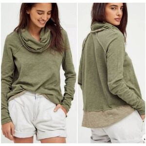 Free People Beach Womens Cocoon Cowl Neck Pullover Top Long Sleeve Size M/L